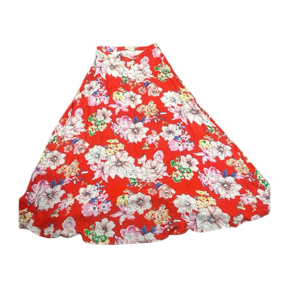 IF BY SEA Floral Red maxi high waisted Skirt size medium